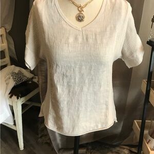 Women's White V-Neck Top